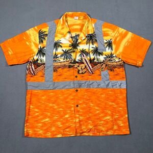 Class 2 Hawaiian Fridays Safety Work Shirt L ANSI USA Reflective Construction